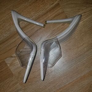HEELED MULES WHITE PRINCES SHOES  CLEAR Size 7